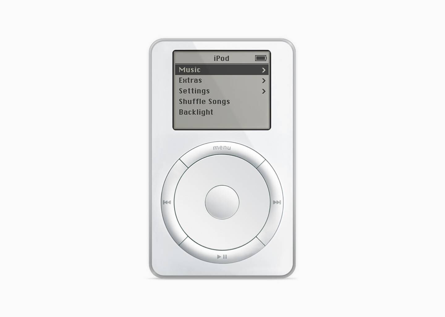 El iPod original, lanzado en 2001.Fuente: Apple Inc.