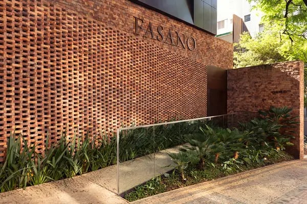 Front facade of Hotel Fasano in Belo Horizonte, Brazil.