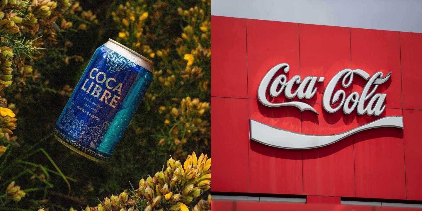 Una bebida de la marca Coca Nasa y el logo de Coca-Cola