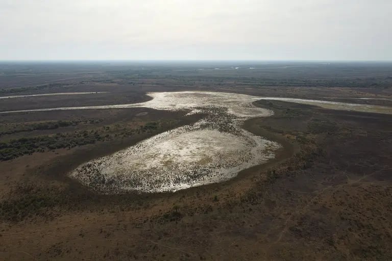 Una de las principales lagunas está casi seca, en Rosario el 4 de julio de 2021.dfd