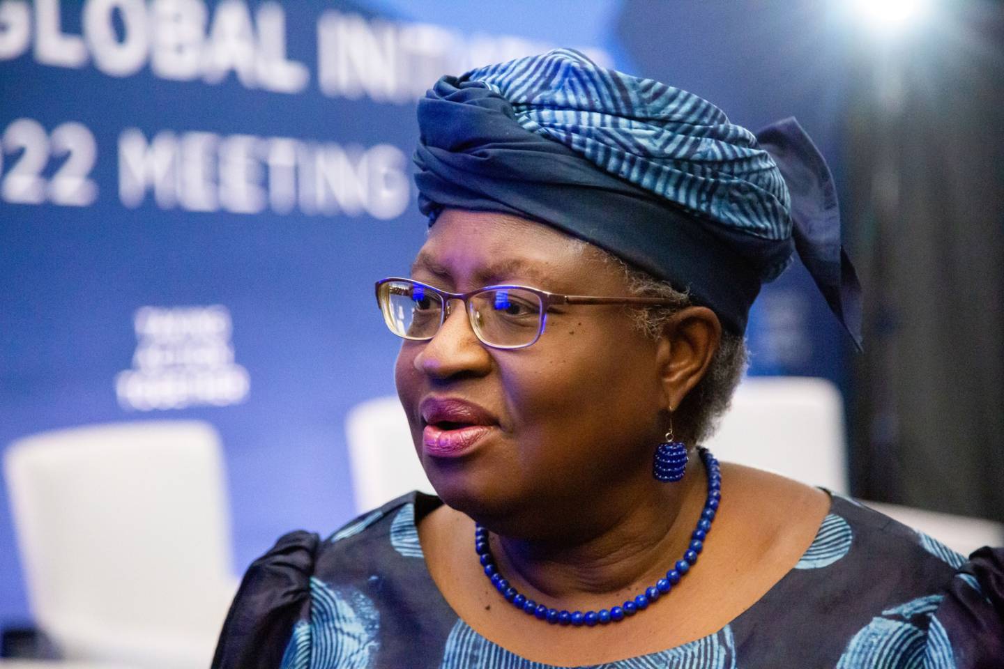Ngozi Okonjo-Iweala, directora general de la Organización Mundial del Comercio (OMC), habla durante la reunión anual de la Iniciativa Global Clinton (CGI) en Nueva York, Estados Unidos, el lunes 19 de septiembre de 2022.