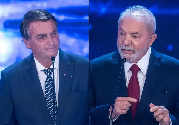 Jair Bolsonaro e Lula durante debate presidencial