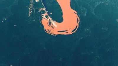 Foz do Iguaçu, vista da estação espacial internacional pelo cosmonauta Sergey Ryazanskiy