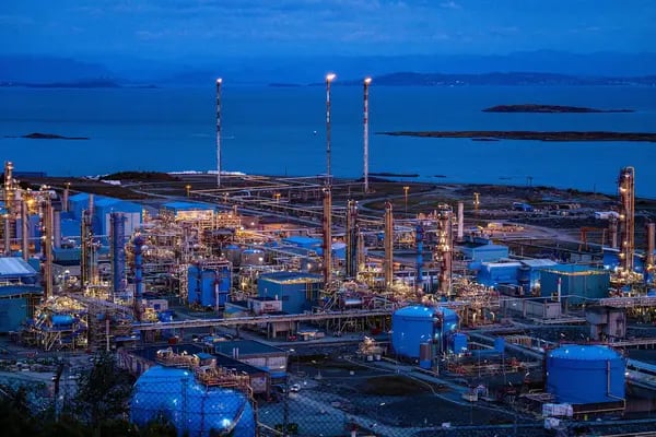 Una planta de procesamiento de gas en el norte de Noruega.