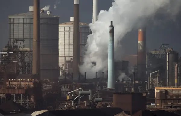 Las emisiones se elevan desde las chimeneas en las gradas de la planta de Nippon Steel & Sumitomo Metal Corp. en Kashima, Ibaraki, Japón, el miércoles 18 de abril de 2018. Fotógrafo: Tomohiro Ohsumi/Bloomberg