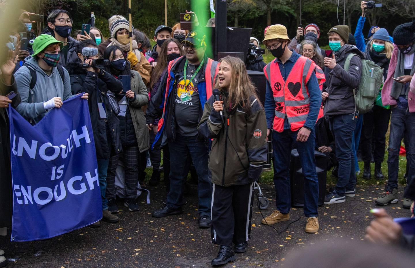 Ativista Greta Thunberg participa de protesto durante a COP26
