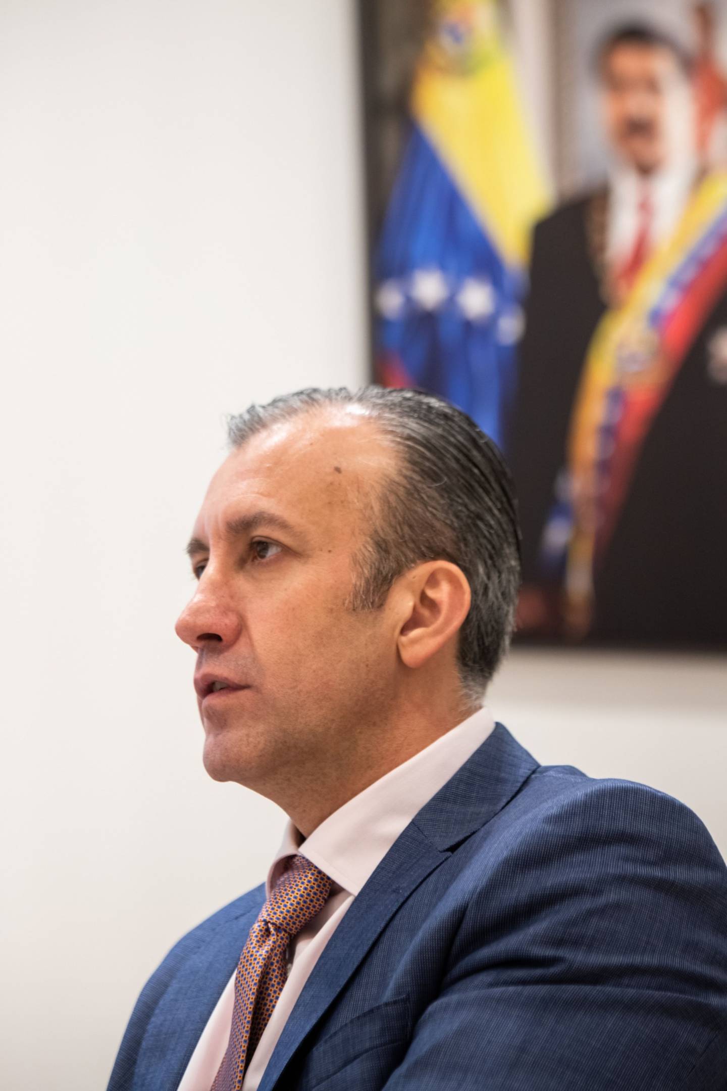 Tareck El Aissami, ministro de petróleo de Venezuela, habla durante una entrevista en Caracas, Venezuela, el jueves 10 de junio de 2021.dfd
