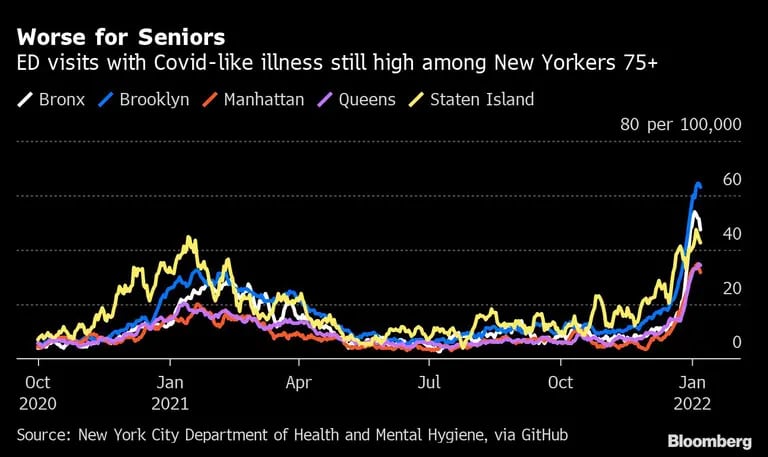 Las visitas a urgencias siguen siendo elevadas entre los neoyorquinos de más de 75 años que padecen enfermedades similares al Covid-19dfd