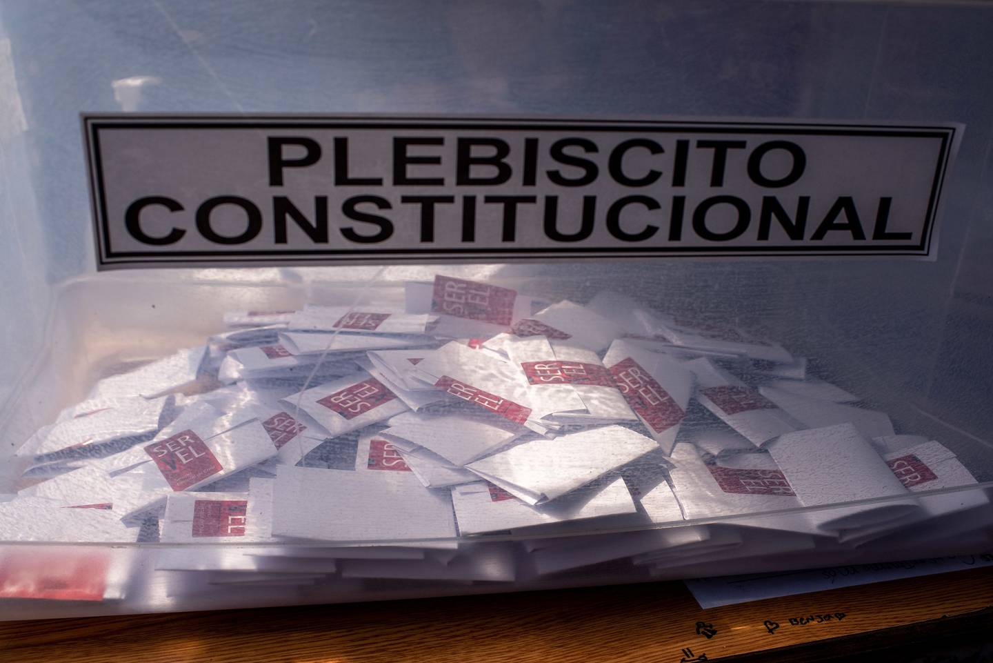 Urna para votar el plebiscito de Chile. Fotógrafo: Cristóbal Olivares/Bloomberg