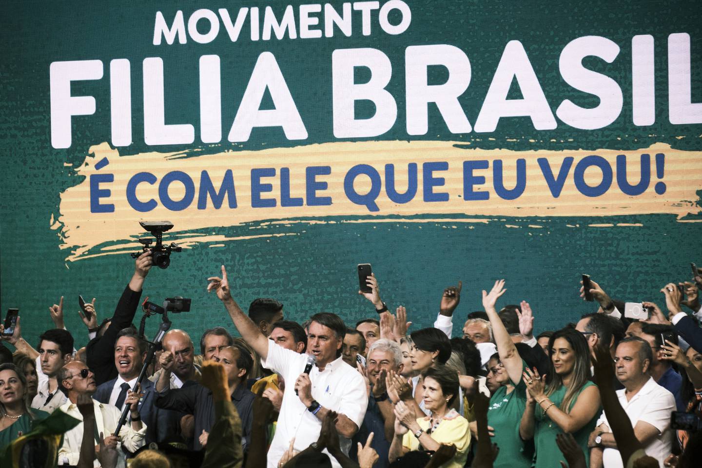 Jair Bolsonaro durante un acto de campaña de reelección en Brasilia.Fotógrafo: Gustavo Minas/Bloombergdfd