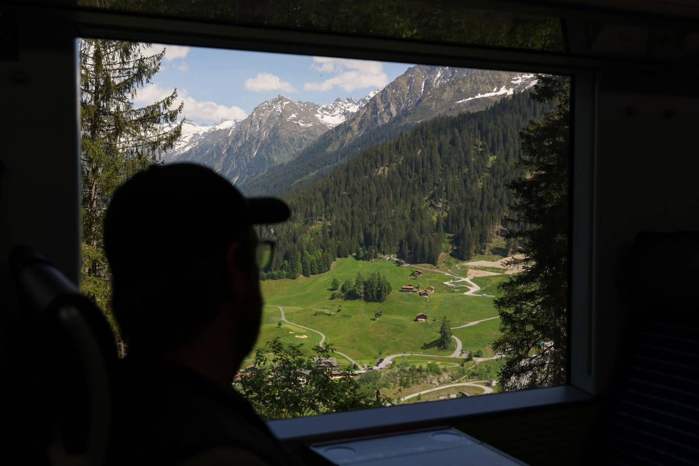 Tthe countryside from a SBB AG train window on its way to the town of Davos, May 21,dfd