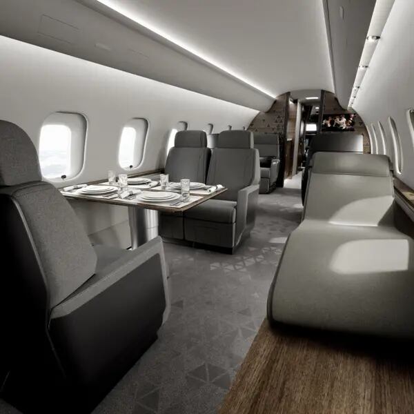 Interior del avión de negocios Bombardier Global 5500