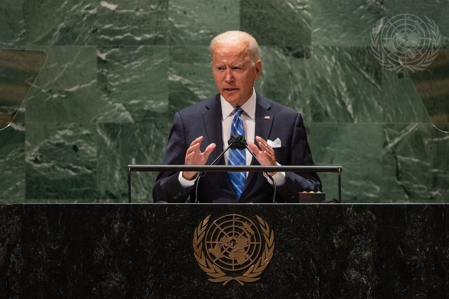 Joseph R. Biden Jr., presidente de los Estados Unidos de América, interviene en el debate general del septuagésimo sexto período de sesiones de la Asamblea General. Foto: Naciones Unidas/Cia Pakdfd