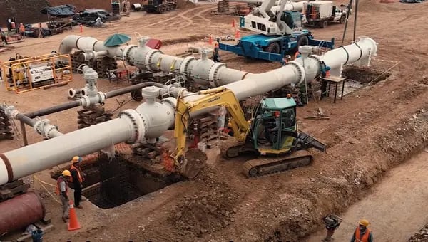 Gas pipeline works between the CFE and TC Energía to bring gas to the Yucatán península. (Image: YouTube).