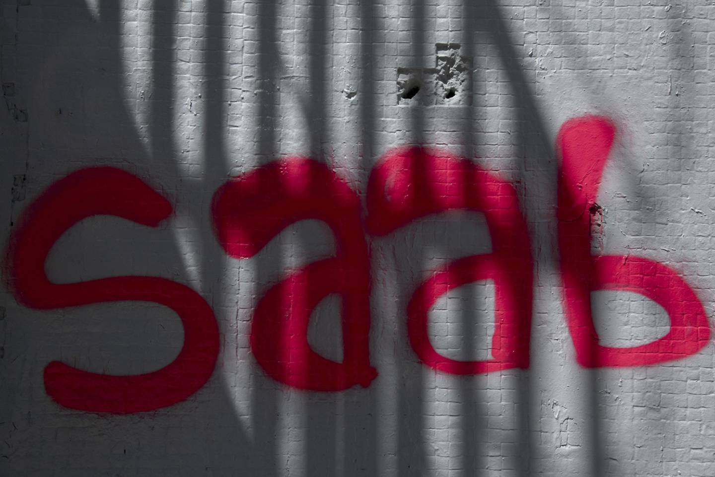 Una pared con un graffiti que dice "Saab" en Caracas, Venezuela, el jueves 4 de febrero de 2021.dfd
