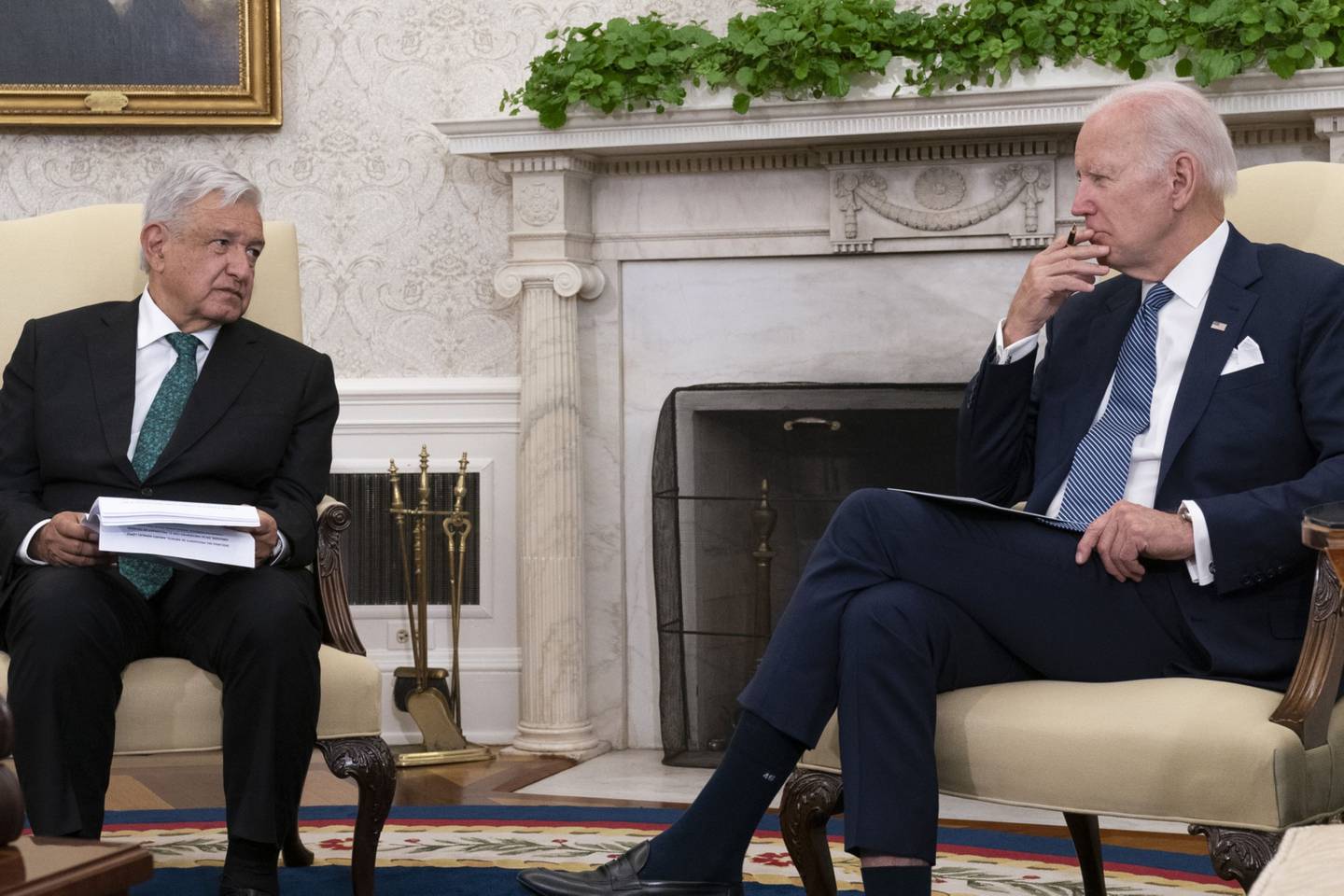 El presidente mexicano, AMLO, se reúne con el presidente de EE.UU., Joe Biden, en la Oficina Oval de la Casa Blanca en Washington, D.C.