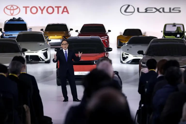 Toyoda revealing Toyota's showroom of the future in December. Photographer: Kiyoshi Ota/Bloombergdfd