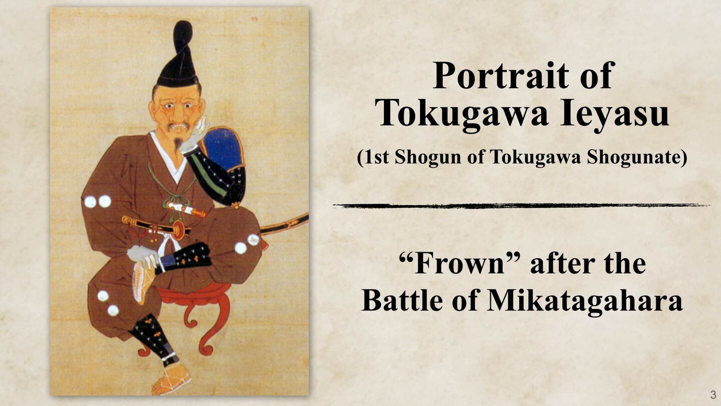 Imagen de la derrota. Bloomberg
Retrato de Tokugawa Ieyasu
(1er Shogun del Shogunato Tokugawa) 
"El ceño fruncido” tras la batalla de Mikatagaharadfd