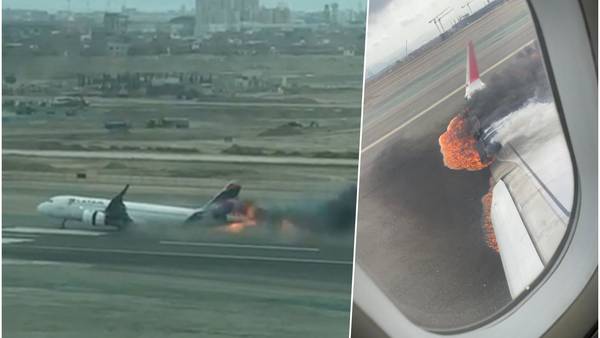 Perú: Avión de Latam se incendia tras chocar con camión en aeropuerto Jorge Chávezdfd