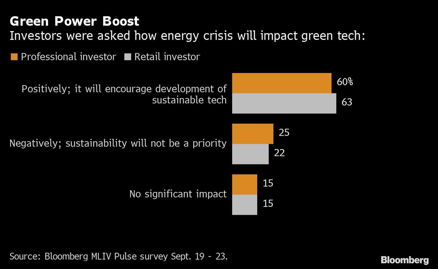 Los inversores fueron consultados por cómo creen que la crisis energética impactará sobre la tecnología verdedfd