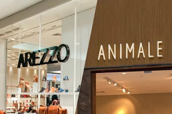 Fachada de lojas da Arezzo e da Animale, marca do grupo Soma