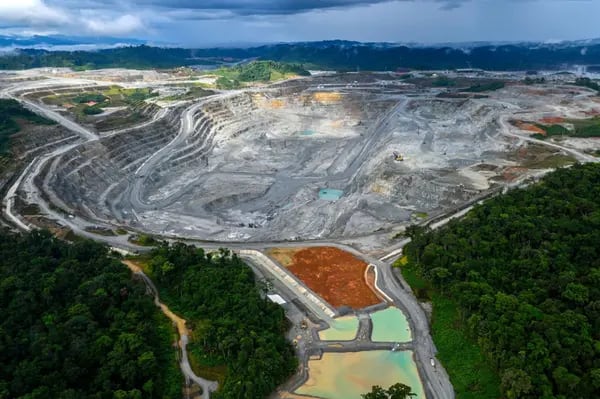 Aerial view of Cobre Panama mine in Donoso, province of Colon, 120 km west of Panama City, on December 06, 2022.  Photographer: Luis Acosta/AFP/Getty Images