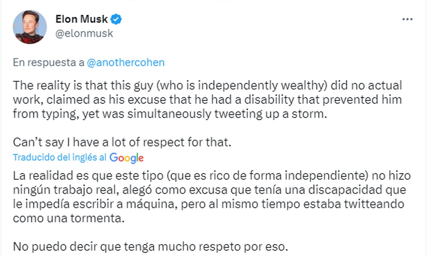 Tuit de Elon Muskdfd