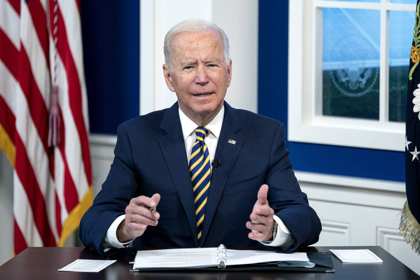 Biden es el anfitrión del debate virtual sobre el cambio climático con los líderes mundiales, mientras intenta acelerar los esfuerzos para reducir los gases de efecto invernadero. Fotógrafo: Stefani Reynolds/Bloomberg
