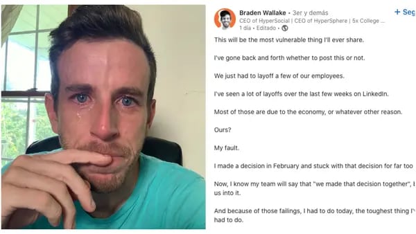 CEO publica en LinkedIn una foto llorando tras despedir empleados y se vuelve viraldfd