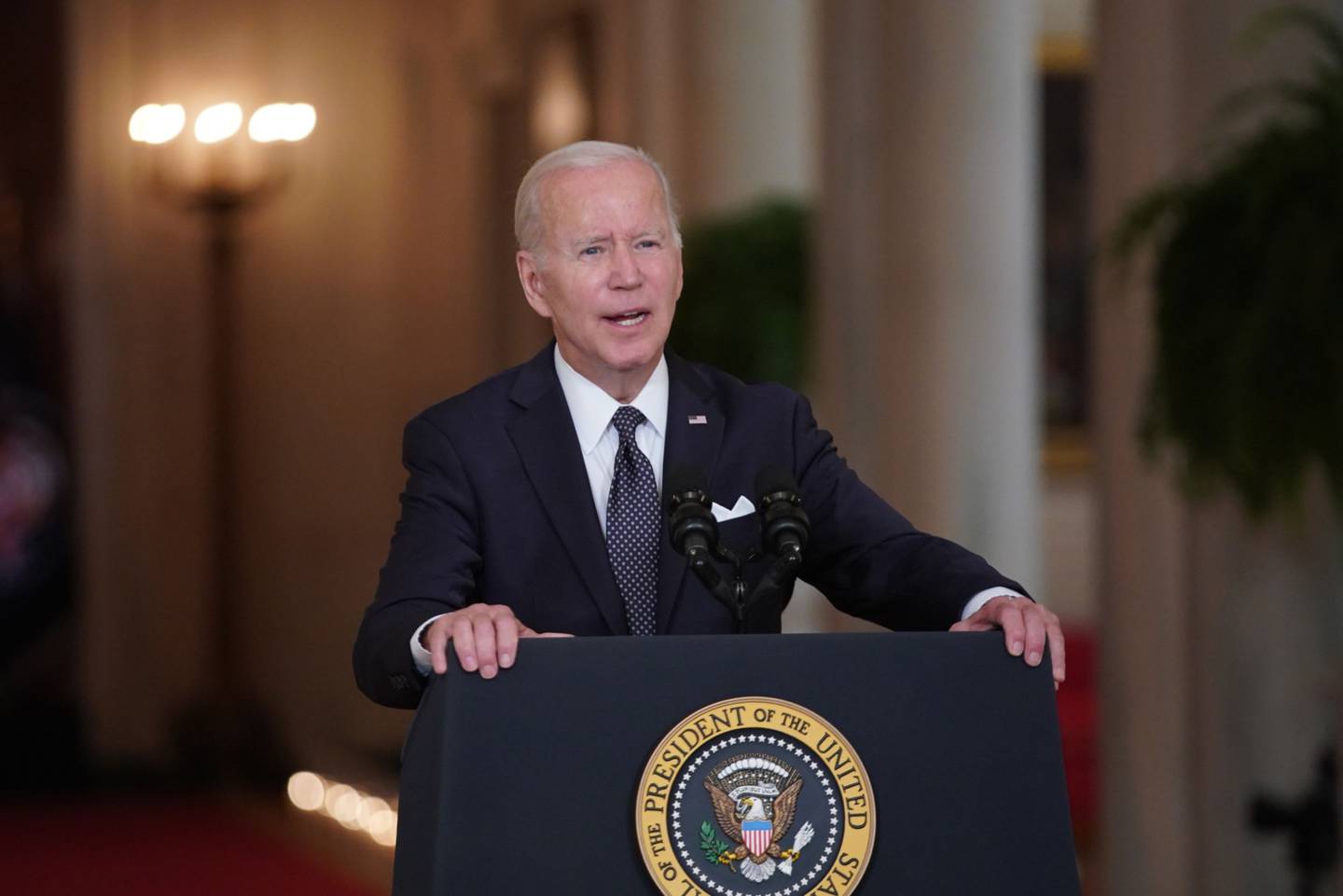 El presidente de Estados Unidos, Joe Biden, habla sobre los recientes tiroteos masivos en la Sala Este de la Casa Blanca en Washington, D.C., Estados Unidos, el jueves 2 de junio de 2022.