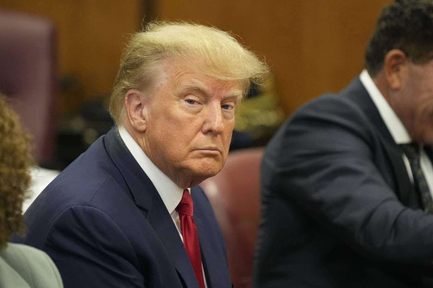 Donald Trump appears in court on April 4, 2023. Photographer: Seth Wenig/Associated Press/Bloomberg