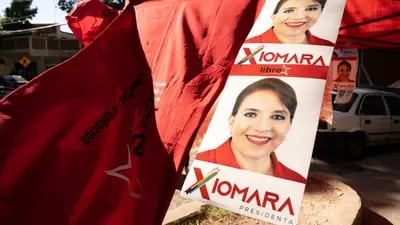 A campaign tent for Xiomara Castro, presidential candidate of the Libertad y Refundacion (LIBRE) party, during the general election in Tegucigalpa, Honduras, on Sunday, Nov. 28, 2021.