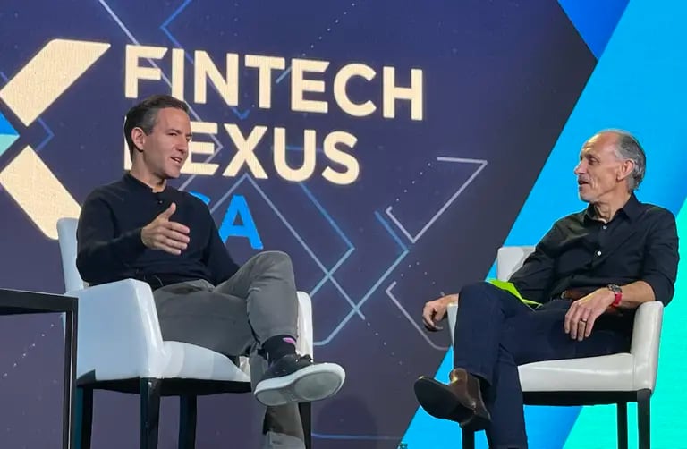 David Vélez, CEO and co-founder of Nubank (left), participated in the Lendit Fintech forum in New York this week, and talked about how the company started out and the challenges it has faced. Photo: Bloomberg Líneadfd