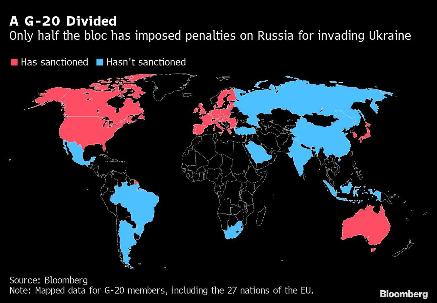 A G-20 Divided  | Only half the bloc has imposed penalties on Russia for invading Ukrainedfd