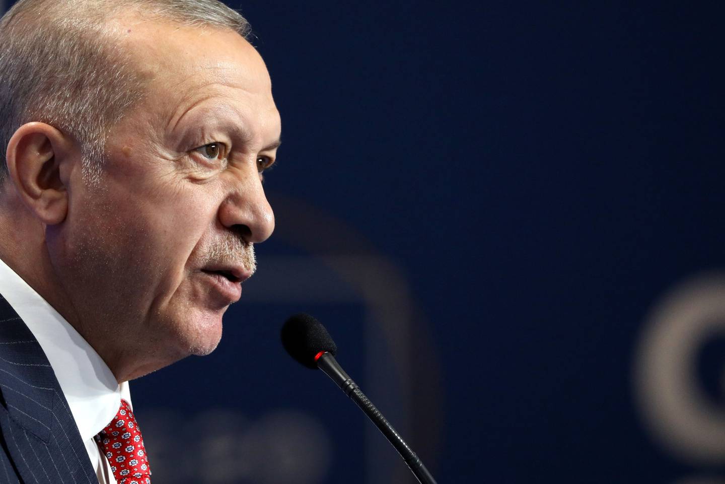 Recep Tayyip Erdogan, presidente de Turquía, durante una conferencia de prensa en la cumbre del Grupo de los 20 (G-20) en Roma, Italia, el domingo 31 de octubre de 2021.