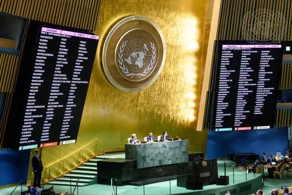 La ONU dicta una resolución para condenar el ataque de Rusia a Ucrania. Marzo 3, 2022. UN Photo/Loey Felipe
