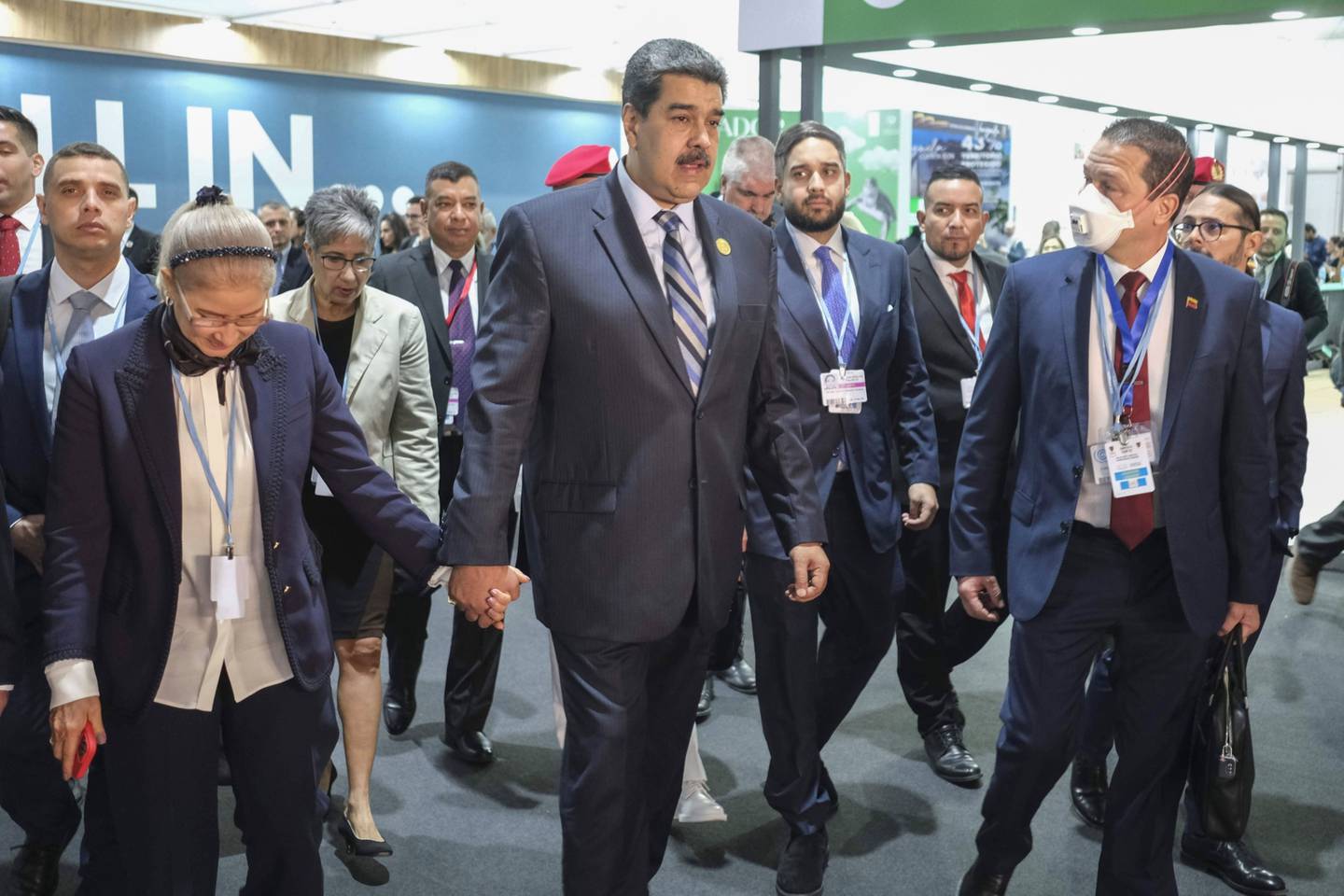 Nicolas Maduro, Venezuela's president, center, at the COP27 climate conference at the Sharm El Sheikh International Convention Centre in Sharm El-Sheikh, Egypt.