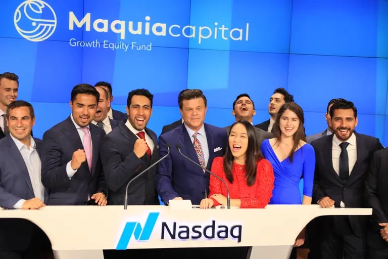 The Maquia Capital team in February 2020, during the Nasdaq debut.dfd