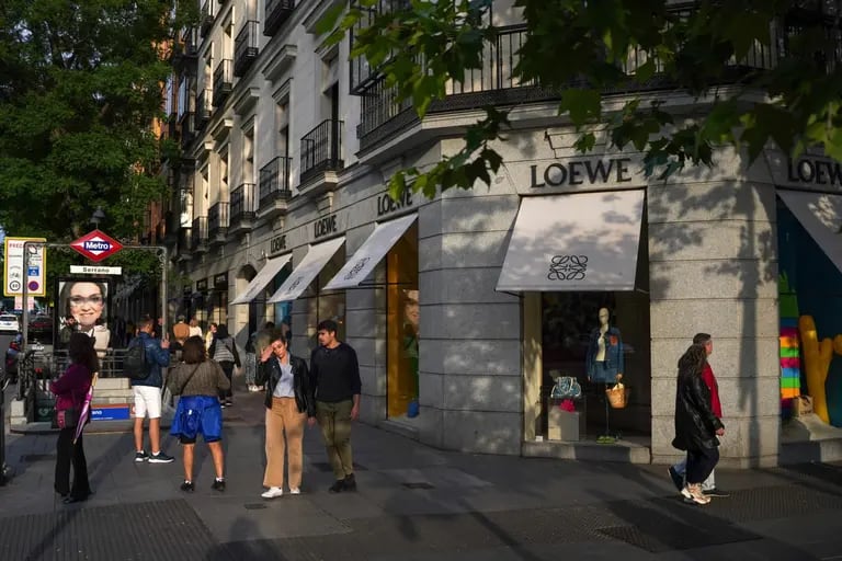 A Loewe SA luxury clothing boutique, operated by LVMH Moet Hennessy Louis SE, in the Salamanca district of Madrid, Spain, on Saturday, May 27, 2023. A flood of funds from well-heeled Latin Americans is changing the face of Madrid: driving property prices soaring and creating a sizzling hot high-end dining scene.dfd