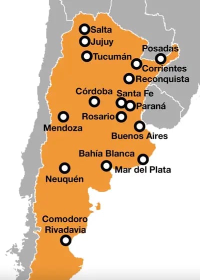 La aplicación se encuentra disponible en 13 ciudades argentinas.