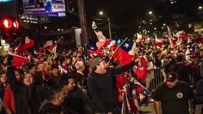 Partidarios del Rechazo celebran en Santiago de Chile. Fotógrafo: Cristobal Olivares/Bloomberg