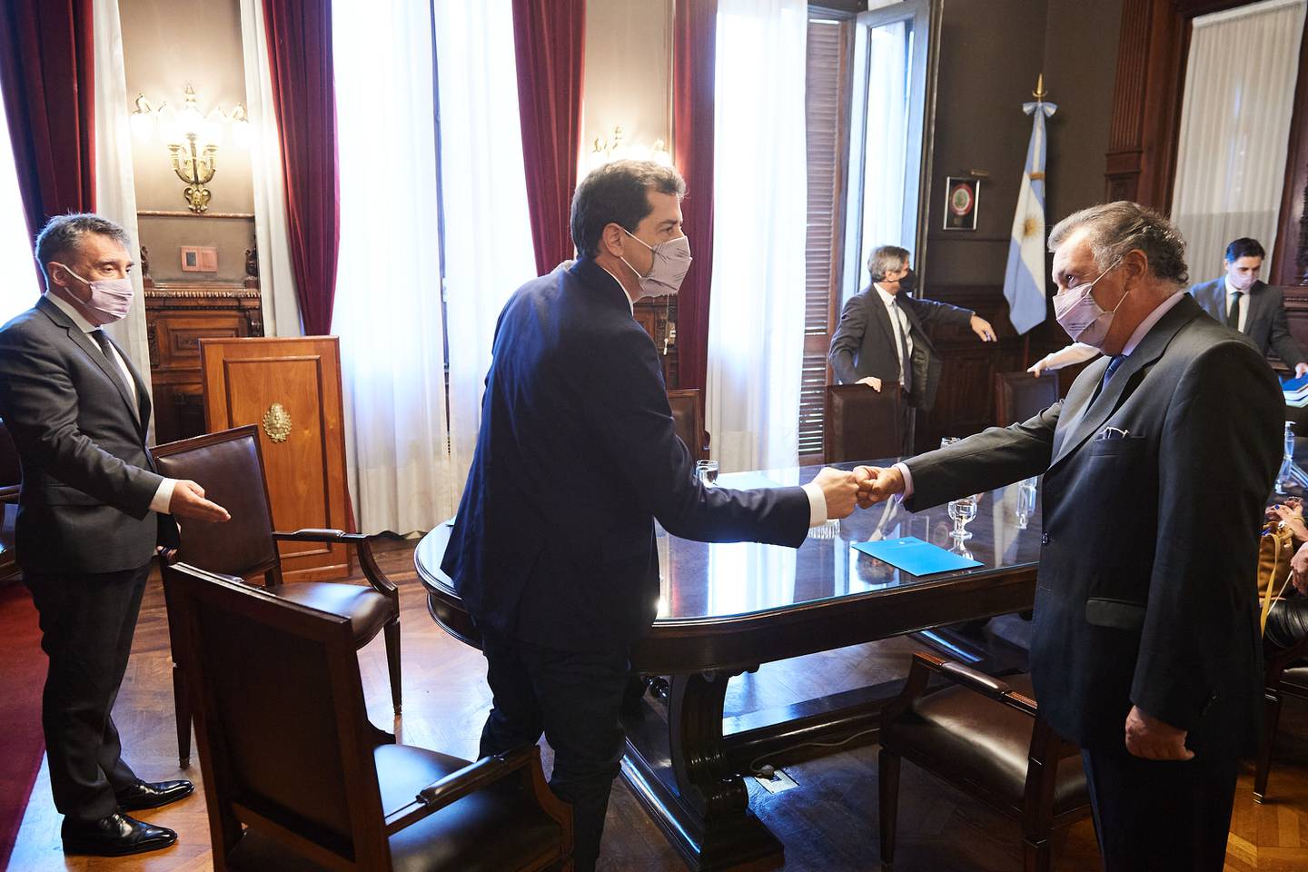 Semanas atrás, los integrantes de la Cámara Electoral se reunieron con el ministro de Interior para definir detalles de los protocolos sanitarios (Presidencia Argentina)