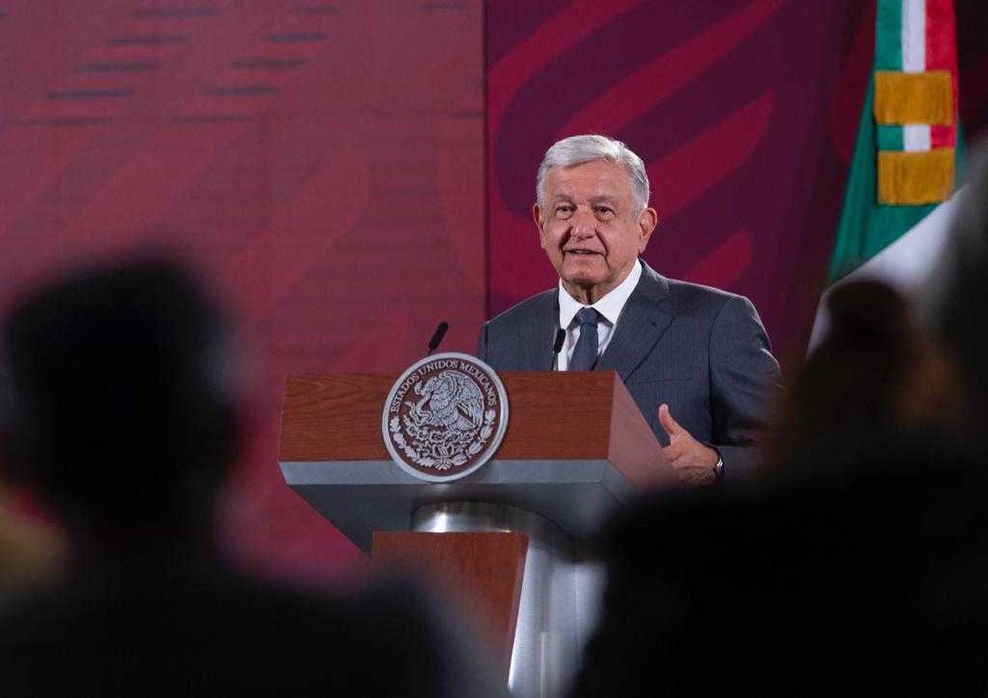 El presidente de México, Andrés Manuel López Obrador, conocido como AMLO, durante una conferencia de prensa en Palacio de Nacional en la Ciudad de México.