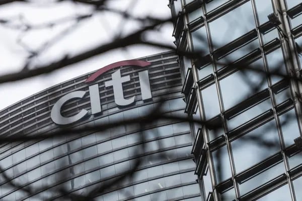 The Citigroup Inc. logo is displayed atop the Champion Tower in Hong Kong, China, on Saturday, March 23, 2019. Photographer: Justin Chin/Bloomberg