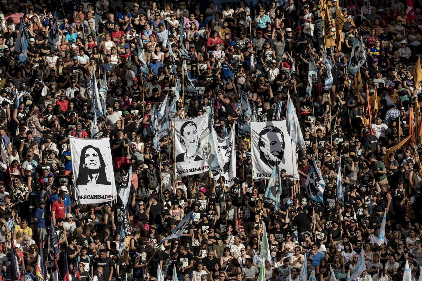 Simpatizantes hicieron una demostración de fuerza en septiembre con motivo del 50 aniversario del regreso de Juan Domingo Perón del exilio.Fuente: Bloombergdfd