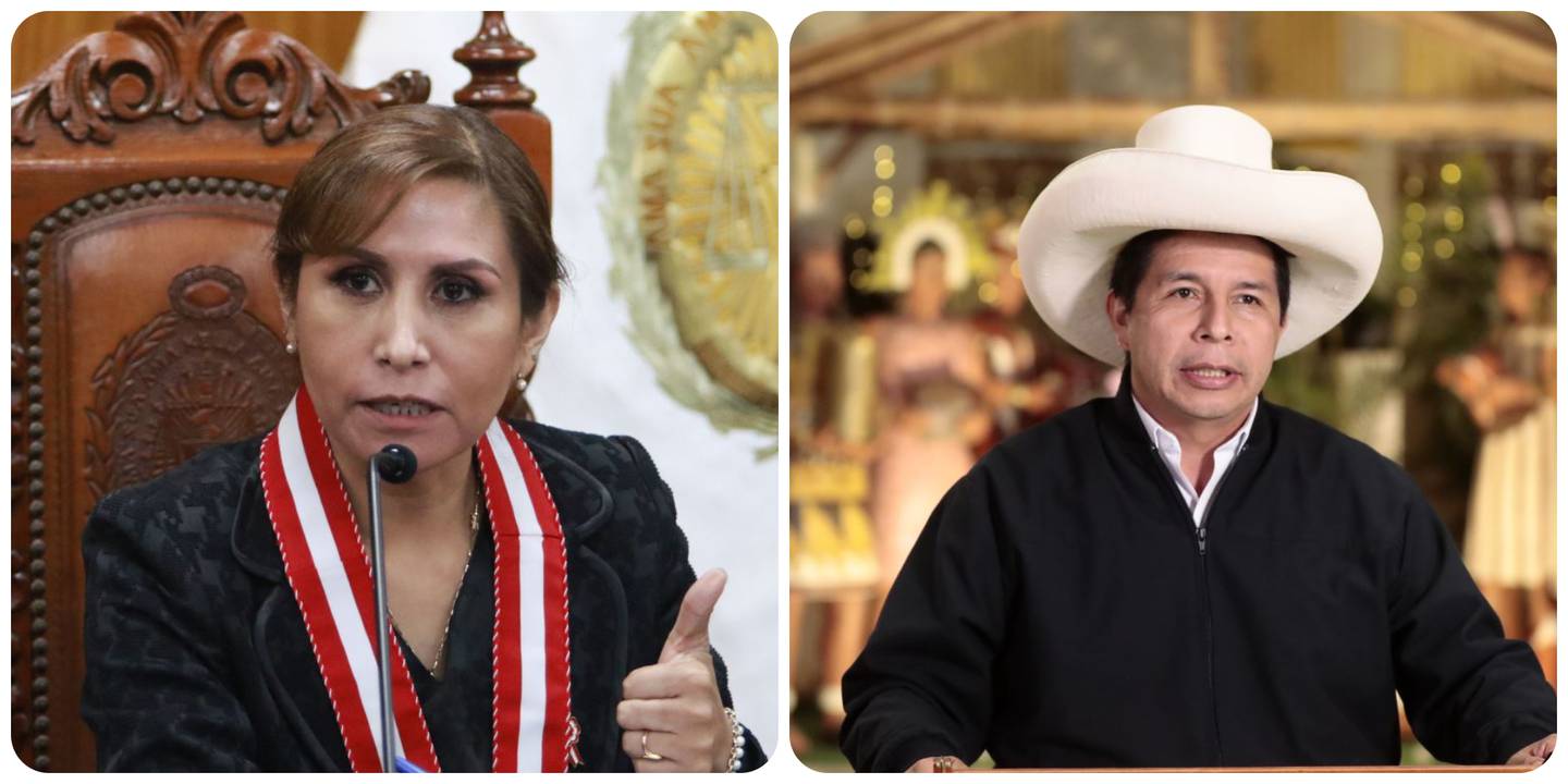 Fiscal de la Nación, Patricia Benavides; y presidente del Perú, Pedro Castillo.dfd