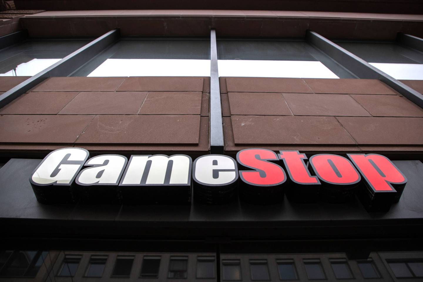 A logo on a GameStop Corp. store in Frankfurt, Germany.