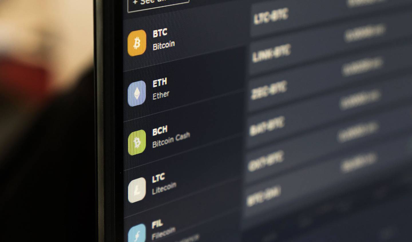 Cryptocurrencies are listed on the Gemini exchange website arranged in Singapore.
