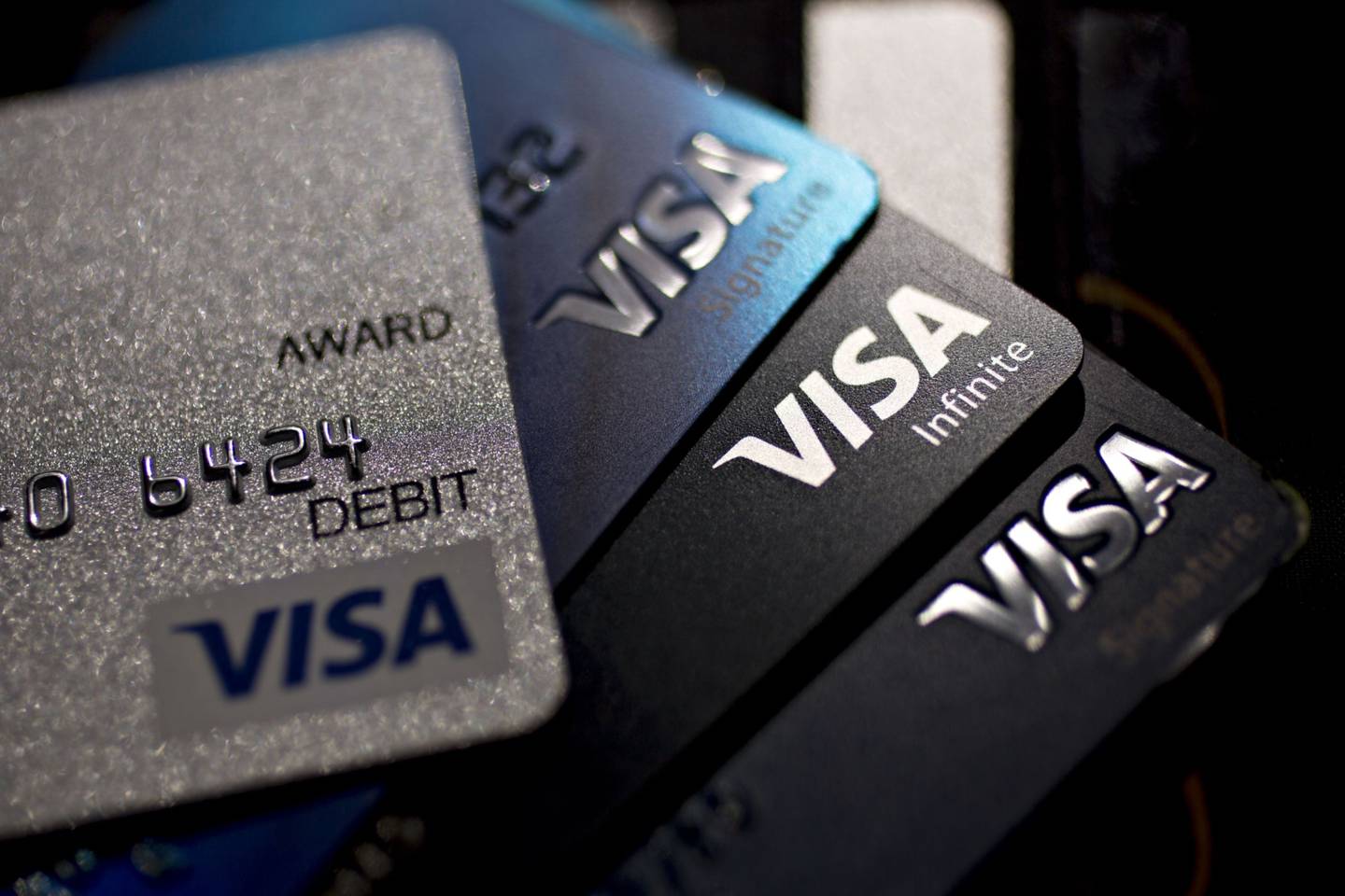 Las tarjetas de crédito y débito de Visa Inc. en Washington, D.C., el lunes 22 de abril de 2019.dfd