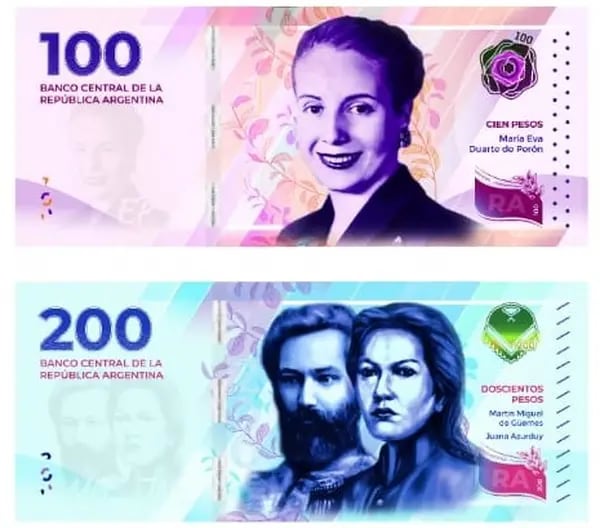 Nuevos billetes en Argentina